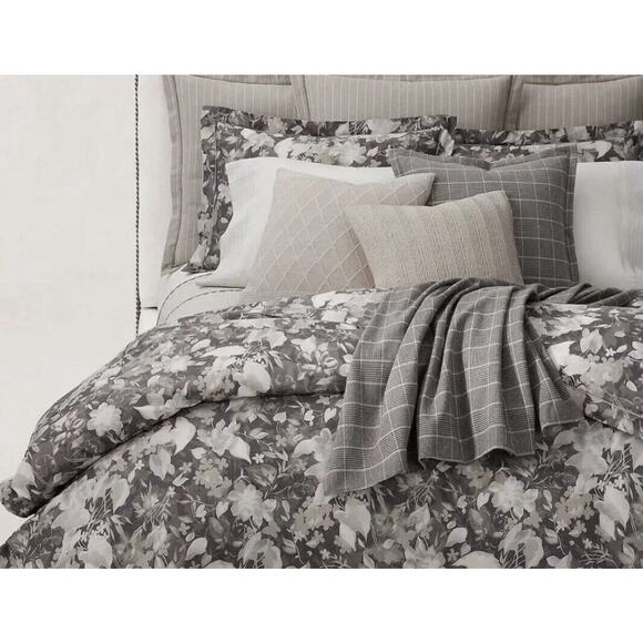 Ralph Lauren Other - Ralph Lauren Avery Duvet Cover Full /Queen Gray Chrysanthemum Floral 92"X96"NEW
